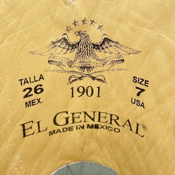 NWT El General Caiman Cowboy Boots Light Blue Leather US Size 9 MX 26 Rodeo Boho - Picture 13 of 16